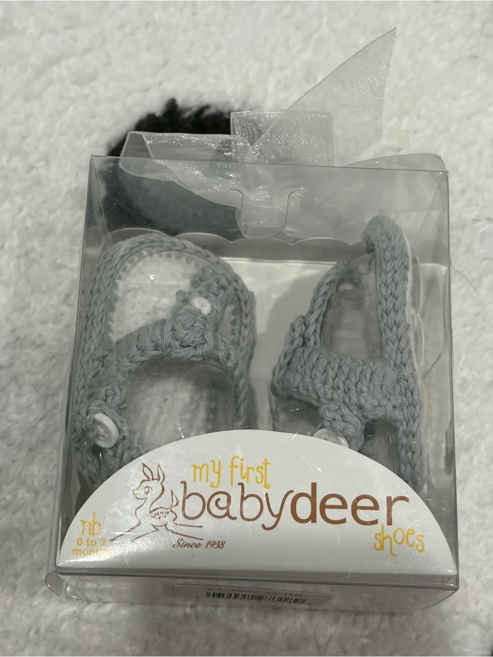 Baby Deer Light Gray Knit Mary Jane Baby Shoes